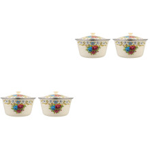 2Pcs Cream Enamel Lard Basin with Lid Kitchen Storage Design