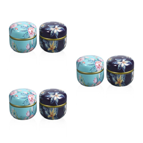 6Pcs Premium Tinplate Tea & Candy Canisters Assorted Colors 2