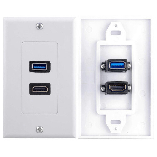 4X 2Port +USB 3.0 Female Wall Face Plate Panel Outlet Socket Extender 2