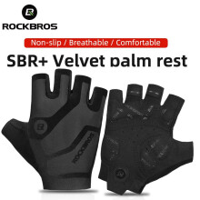 (S030BL, S) ROCKBROS Cycling Gloves Breathable Shockproof Summer Half Finger Bike Gloves for Mountain Bicycle Sports