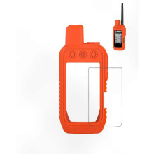 Shockproof Silicone Case with Screen Protector, Non-Slip Cover for Garmin Alpha 200 300, Orange