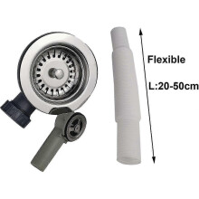 Stainless Steel Sink Waste with Overflow Basket, 114mm Size, ABS Material, Drain and Strainer Combo