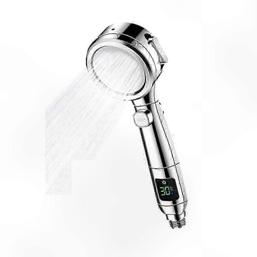 Water Saving Shower Head with Digital Temperature Display & 4 Spray Modes