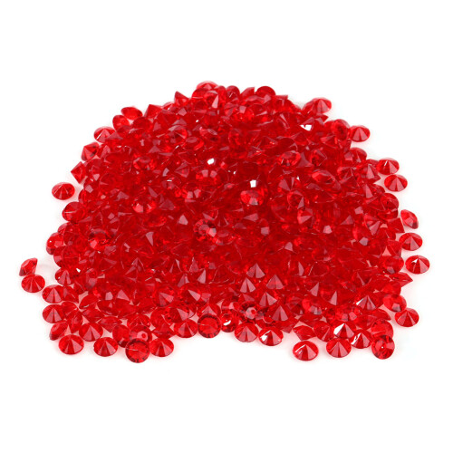 8mm Pointed Acrylic Diamonds 500 Pack Red