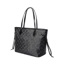 (Black) 2025 Women Checkered Tote Shoulder Bag Purse Pu Leather Handbag Bag With Inner Pouch-r