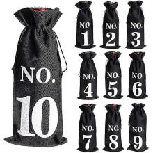 Drawstring Wine Bags for Blind Tasting 10 Pack Burlap Bottle Covers