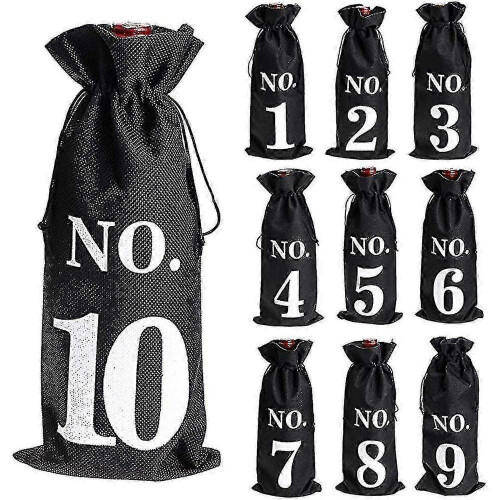 Drawstring Wine Bags for Blind Tasting 10 Pack Burlap Bottle Covers