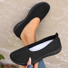 Women's Soft Sole Casual Shoes, Breathable Slip-On Loafers with Cushioned Insole, Comfortable for Indoor, Driving & Light Duty Black 36