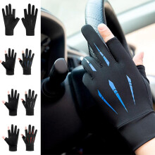 (gray) Ice Silk Gloves Men Women Breathable Touch Screen Thin Sunscreen Outdoor Riding Glove Anti UV Highly Elastic Quick Drying