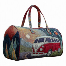 (O) Foldable Weekender Bag with Hippie Design, Reinforced ing, Spacious Interior for Gym Essentials, Multicolor