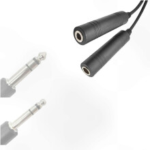 Aviation to U174/U Helicopter Headset Adapter Cable with Double Plugs & EMI Shielding