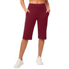 Dames yoga capris broek hoge taille legging crop rechte-Claret S