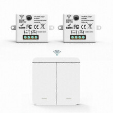 2PCS Wireless Light Switch RF 433Mhz Relay Receiver with 2-Gang Panel & LED Remote Control for Lamps