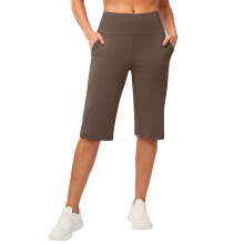 Damen-Yoga-Caprihose, hohe Taille, Leggings,-braun S