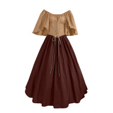Damenkostüm Mittelalterkleid mit Korsett-Aprikosenbraun S