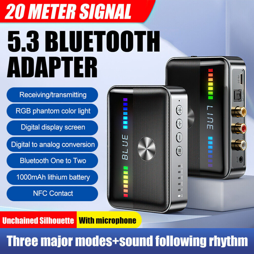 Bluetooth 5.3 Nfc Transmitter Receiver Wireless Audio Hifi Music Adapter Aux Rca 6951617012853