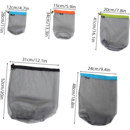 Sleeping Bag Compression Sack Set Mesh Laundry Bag for Travel Camping Hiking