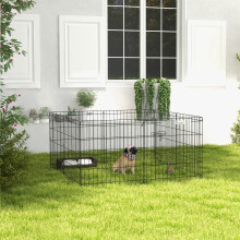PawHut 24" Pet Dog Playpen, Puppy Cage, Eight-Panel Metal Fence, Run, Garden