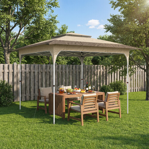 Outsunny Carpa Plegable Marrón 352 x 352 x 278 cm 1