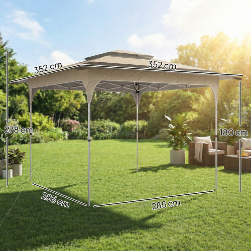 Outsunny Carpa Plegable Marrón 352 x 352 x 278 cm 2