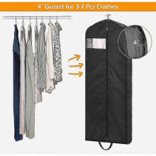 2 Pack 65 Inch Long Waterproof Garment Bags for Travel - Protective Dress Covers for Gowns, Tuxedos, Coats, Black