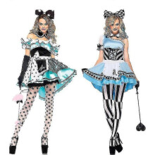 (XL, 9063) Alice In Wonderland Maid Hatter Costume Adults Women Fantasias Magic Cosplay Halloween Carnival Magician Outfit New Arrival