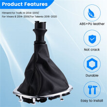 Car Shift Knob Dustproof Boot Gear Lever PU Leather Protective Cover for Trafic III for Vivaro for