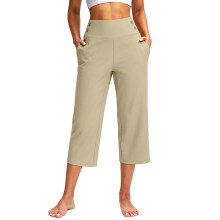 Women's Yoga Capris Pants High Waist Leggings Crop-apricot M