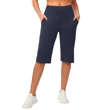Dames yoga capris broek hoge taille legging crop-Marineblauw S