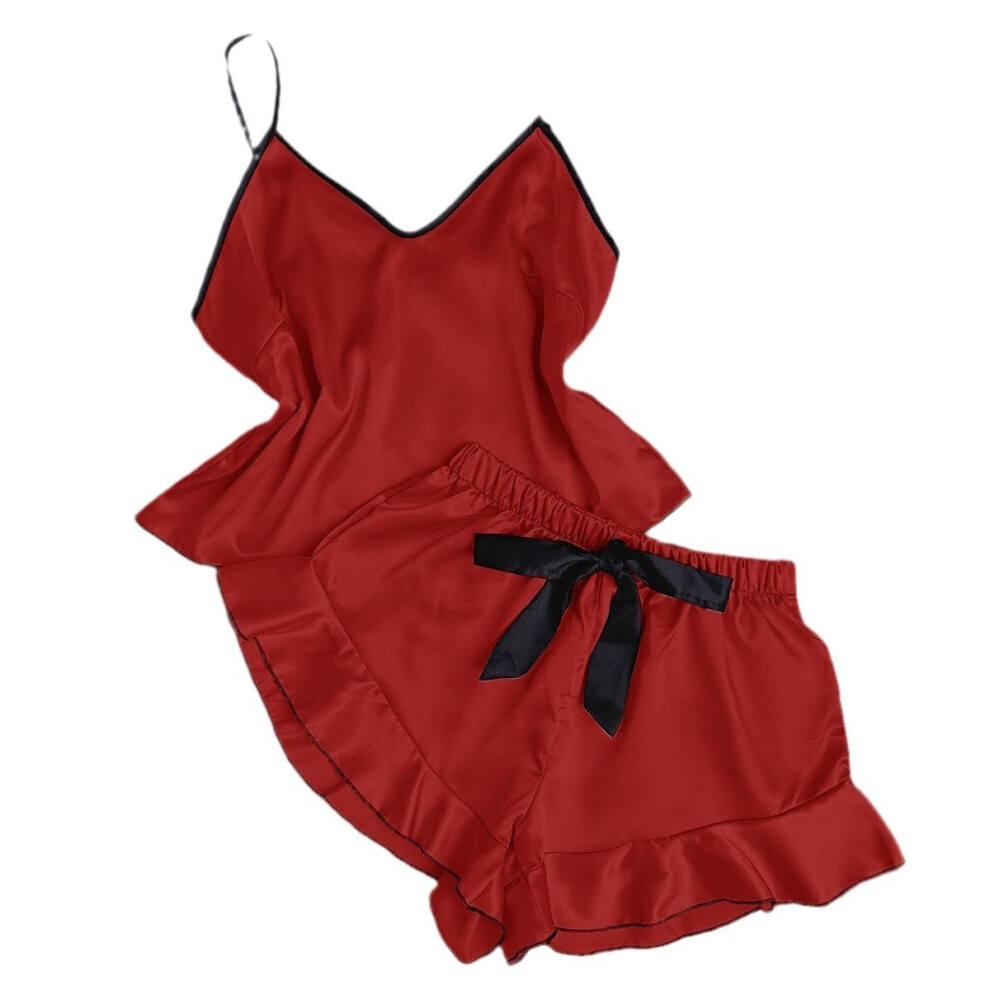 (Red, XXL) Sexy hollow suit sexy lingerie women's see-through mesh