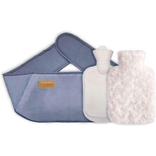 Hot Water Bottle with Plush Waist Cover - Rubber Bag for Menstrual Cramps, Pain
