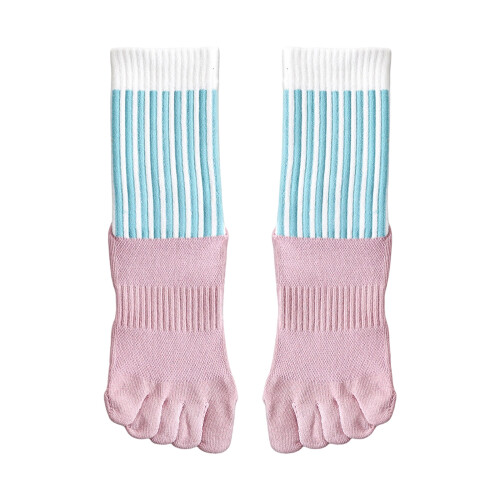 High Performances Athletic Toe Sock with-Pink with blue and w