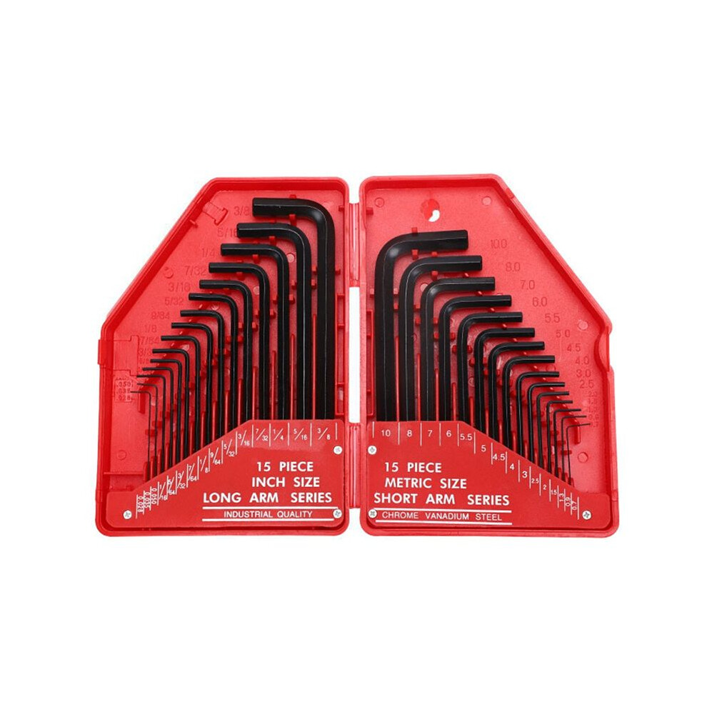 30Pcs Hexagonal Wrench Tool Set Sae & Metric Hex Wrenches L-Shaped Mechanical Hand Tools Screwdriver Kit 4713352443536