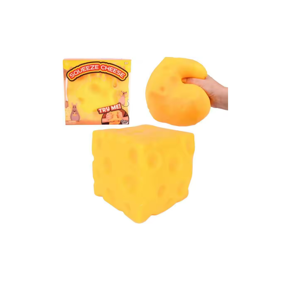 Squeeze Cheese - Large Squishy Cheese Block | Gag Gifts Funny Adult |Giant Stress Ball | Fidget Sensory Toy for Kids
