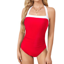 Maillot de bain élégant, maillot de bain à la-S rouge et blanc