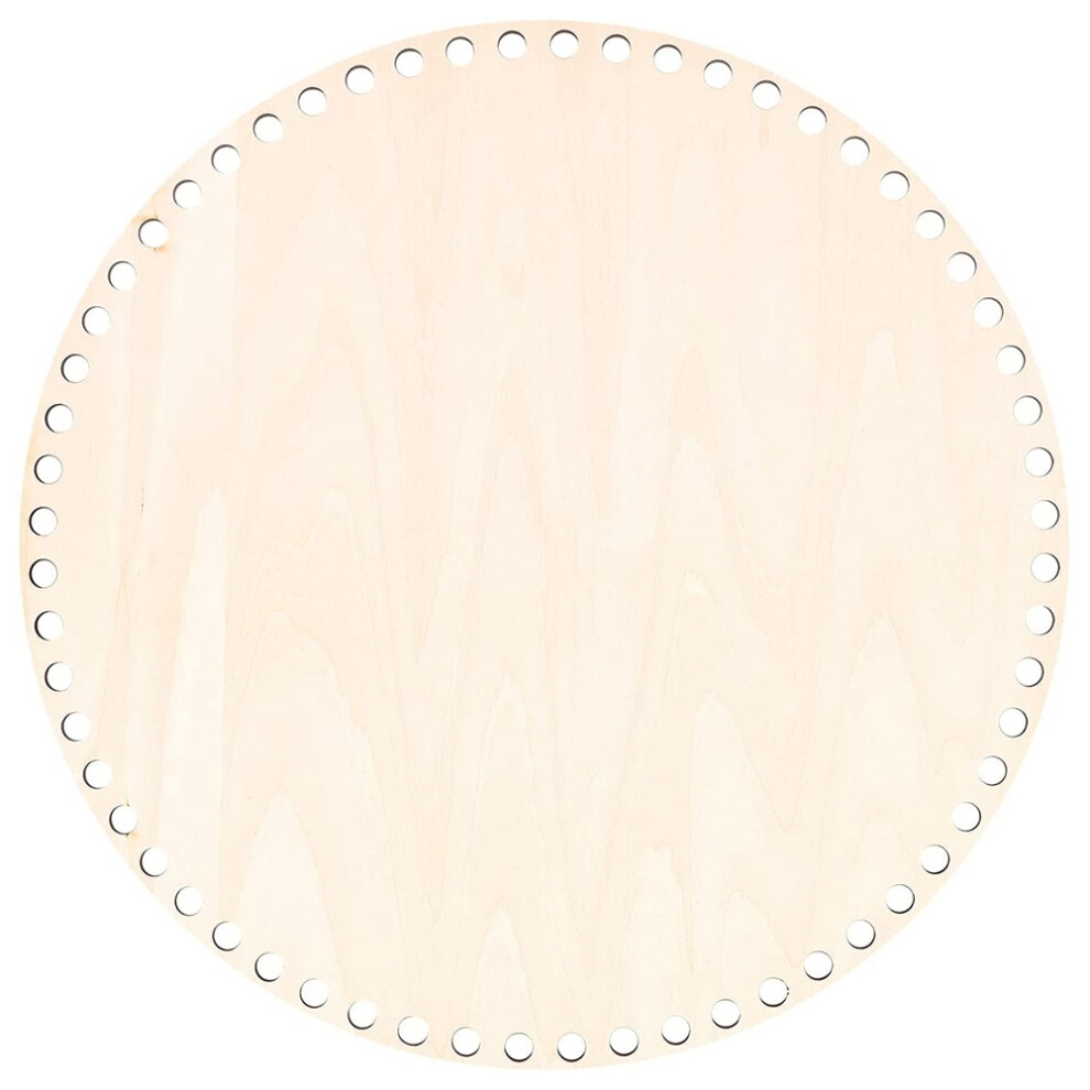 30Cm Natural Wooden Basket Bottom With Hole, Circle Blank Wood Base For Diy Knitting Crochet Bag Bottom Shaper 4711602639340