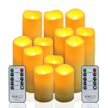 12 Flammenlose, Flackernde LED-Kerzen, Batteriebetrieben, Wasserdicht, für Den Außenbereich, Geeignet für Esstisch und Kamin, mit Fernbedienung
