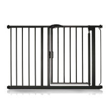 (Negro mate, 111cm - 118cm) Bettacare Puerta Para Mascotas con Cierre Automático