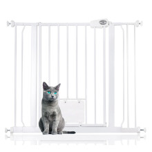 (Blanco, 94.3cm - 102.3cm) Bettacare Puerta Easy Fit para Mascotas con Trampilla Bloqueable para Gatos