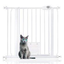 (Blanco, 81.4cm - 89cm) Bettacare Puerta Easy Fit para Mascotas con Trampilla Bloqueable para Gatos