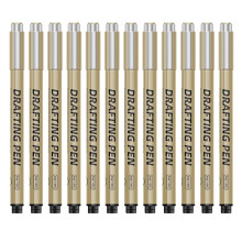 Pack Of 12 Black Fine Tip Marker Sketch Pens For Comics Drawing