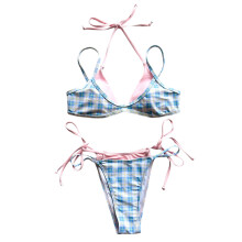Stylish Two Piece Swimsuit Chlorine Resistant Fabric-skyblue S