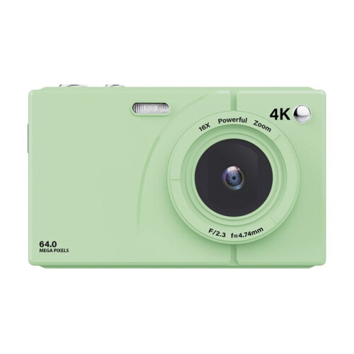 Câmera Digital CCD 4K, 64 MP, Wi-Fi, HD, Câmera de Vídeo Digital, Zoom Digital 16X com Tela de 2,8 Polegadas, Verde