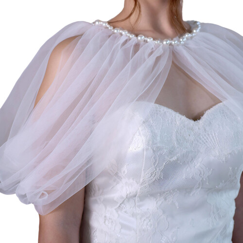 Cape transparente en Nylon, couverture d'épaule sans-Blanc
