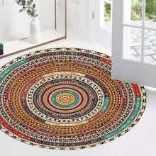 (J-222, 99.06*99.06cm) Bohemian Retro Round Mat, Non-Slip Golden Diamond Plush with Sparkling Effect, Machine Washable Polyester Fiber,