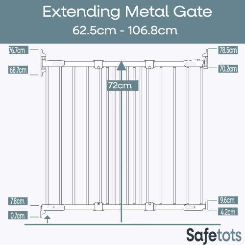Safetots (Black) Safetots Extending Metal Gate 62.5cm-106.8cm 2