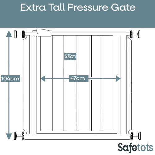 Safetots (White, 75cm - 82.6cm) Safetots Extra Tall Pressure Fit Gate 2