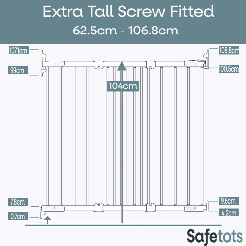 Safetots (White) Safetots Extra Tall Screw Fitted Baby Stair Gate 2