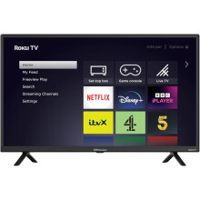 EMtronics EM32ROK Roku Smart TV 32" Inch HD Ready 720p with Netflix, Disney+, BBC, Freeview Play, Dolby Audio, Mobile Control, USB - Black