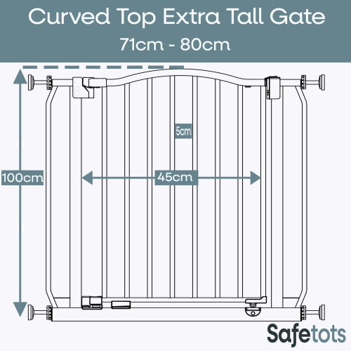 Safetots (Matt Black, 71cm - 80cm) Safetots Extra Tall Curved Top Gate 2